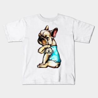 Funny French Bulldog Dog I Love Mother Tattoo French Bulldog T-Shirt Kids T-Shirt